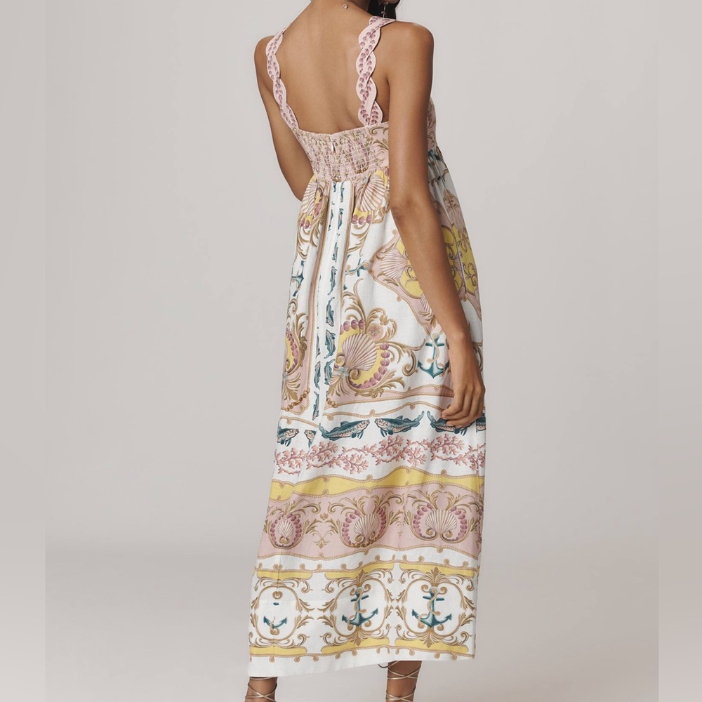 NWT Farm Rio Maritime Magic Linen Blend Sleeveless Maxi Dress Size S - Picture 2 of 13